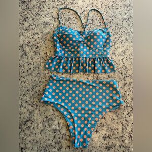 Women’s polkadot high waist cheeky two-piece swimsuit size 8